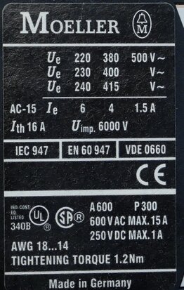 Moeller 11 DIL M hulpcontact 1NO+1NC, 11DILM