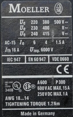 Moeller 22 DIL M hulpcontact 2NO+2NC,22 DILM