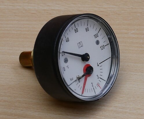 Thermomanometer WP63T R 1/2, 0-4 BAR, m=2,5, 0-120 C