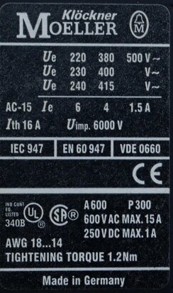 Moeller 22 DIL hulpcontact 2NO+2NC,22 DIL