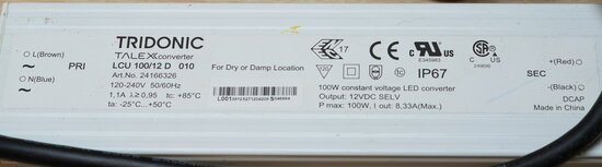 Tridonic LCU 100/12 D 010 LED driver 100W 24166326