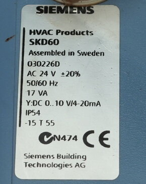 Siemens SKD60 Elektrohydraulische servomotor HVAC