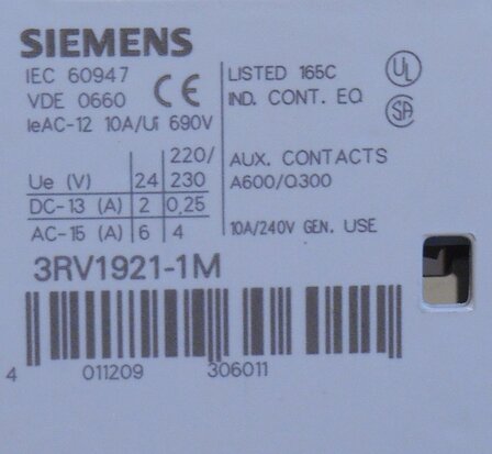 Siemens Hulpcontactblok 3RV1921-1M