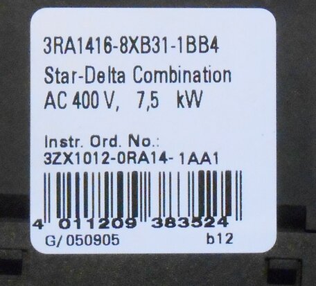 Siemens 7,5KW 24DC sterdriehoekschakelaar 3RA1416-8XB31-1BB4