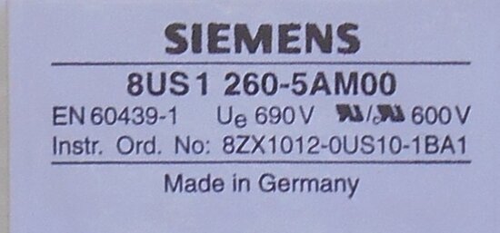 Siemens 8US12605AM00 Busbar component support 60 MM 55mm x 182mm