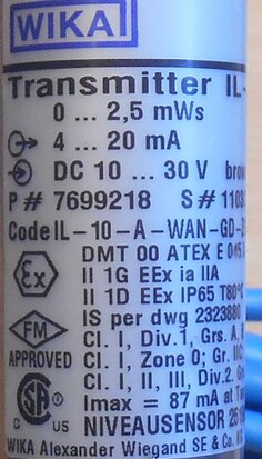 Wika IL-10 transmitter code: IL-10-A-WAN-GD-ZGI2-ZZZ incl. cabel