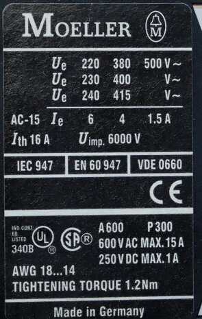 Moeller 11 DIL M hulpcontact 1NO+1NC, 11DILM