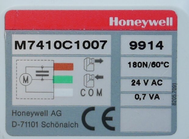 Honeywell M7410C1007 Servomotor T.B.V. V58-serie, 24V 0,7va, 3-punts, 180N, 60 C