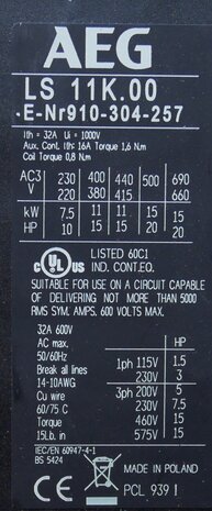 AEG LS 11K.00 contactor 3P 45A 24V DC, 143589