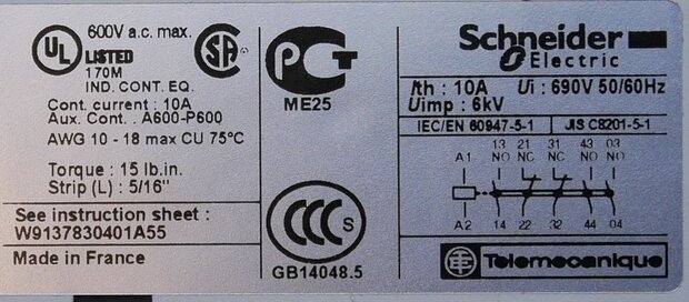 Schneider Electric CAD32B7 contactor 3P+2NC 24V AC 10A