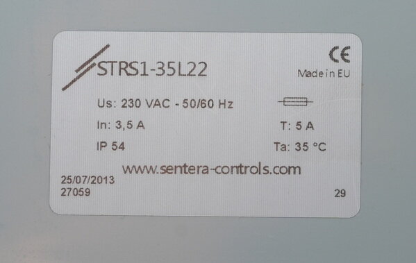 Sentera STRS1-35L22 ventilatorsnelheidsregelaar 5-staps TK-bewaking