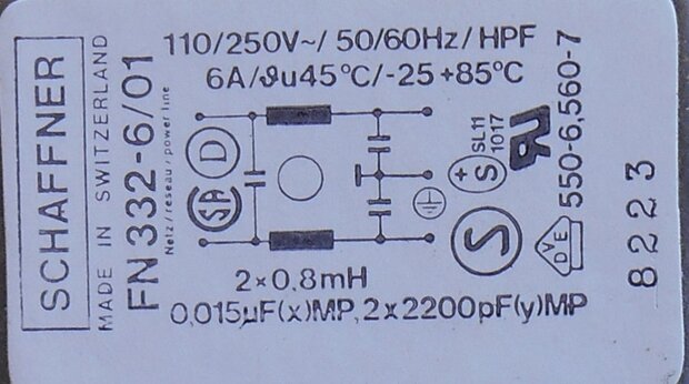 Schaffner FN332-6/01 Stroomlijnfilter 6A